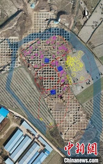 圖為位于甘肅省天水市張家川回族自治縣境內(nèi)的圪垯川遺址史家類型時(shí)期大型環(huán)壕聚落布局。(資料圖) 甘肅省文物局供圖