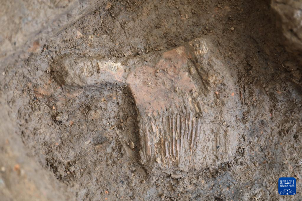 河南南陽市黃山新石器時代遺址出土的屈家?guī)X文化骨梳（資料圖）。