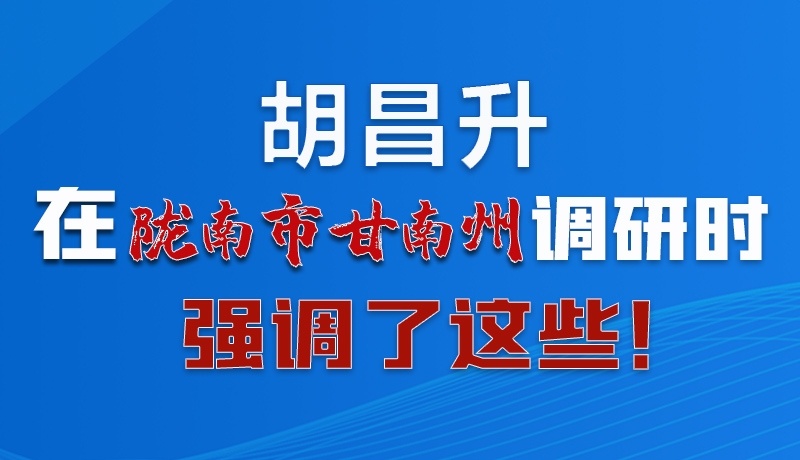 圖解|胡昌升在隴南市甘南州調(diào)研時強調(diào)了這些！