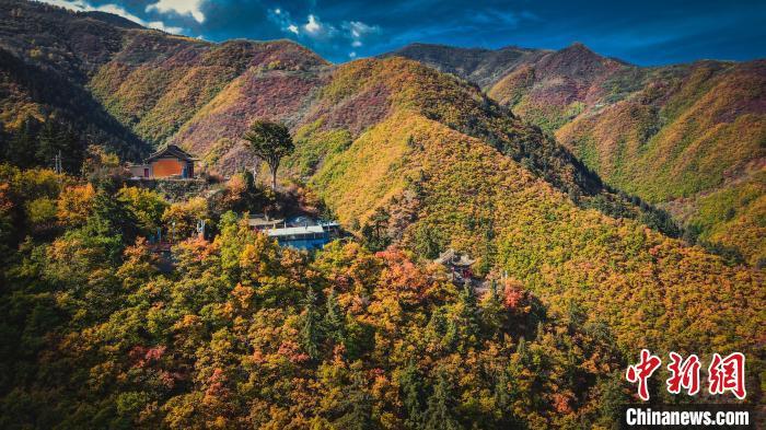深秋，位于蘭州市榆中縣的興隆山，似打翻調(diào)色板。金峯 攝