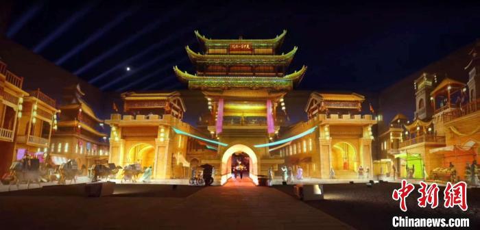 2024年7月15日，甘肅嘉峪關(guān)開啟“夜游”模式。圖為夜游燈光劇《天下嘉峪關(guān)》光影效果。(甘肅嘉峪關(guān)關(guān)城景區(qū)供圖)